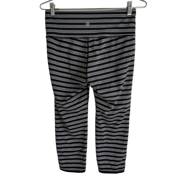 Athleta Striped Chaturanga Capri Leggings, Heather Gray & Black, Size MP - Picture 5 of 13
